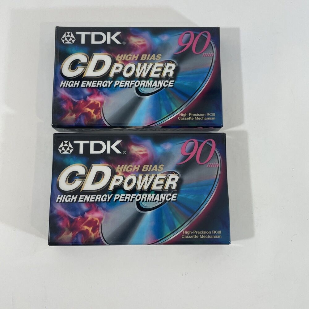 Lot of 2 TDK CD Power 90-minute High Bias Type II Blank Audio Cassette Tapes NEW
